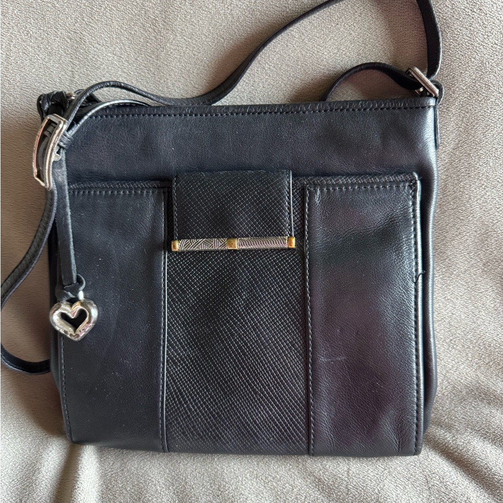 Brighton Black Leather Organizer Wallet Crossbody Handbag